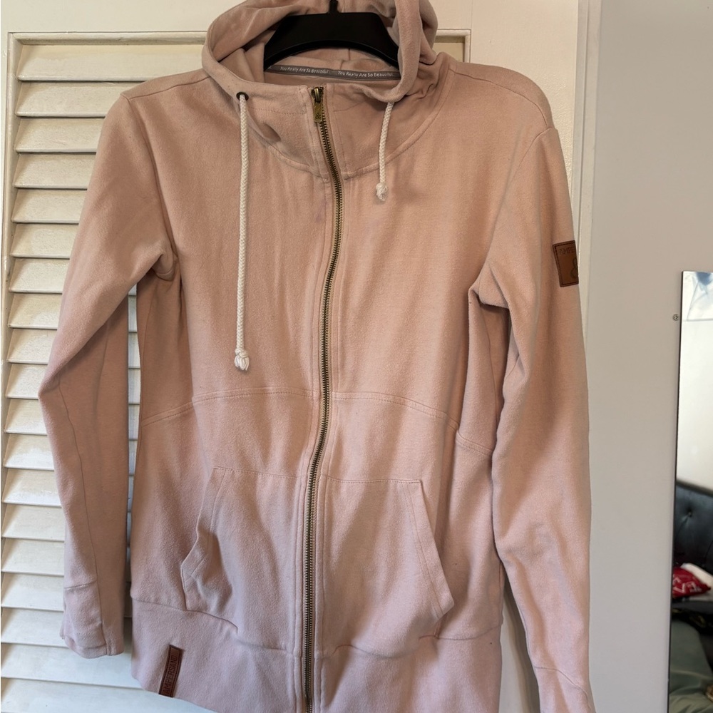 AMPERSAND AVE Blush Pink Hooded Full Zip Hoodie